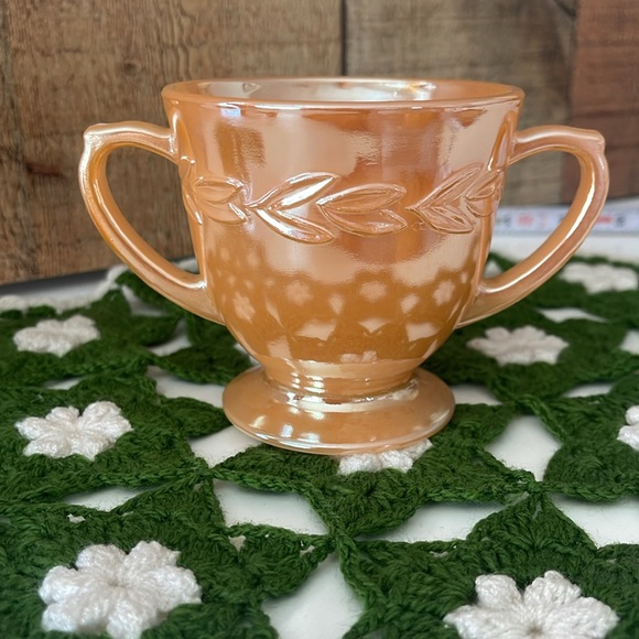VTG Fire King Peach Lusterware Sugar Bowl / Fire King by Anchor Hocking - Picture 2 of 9